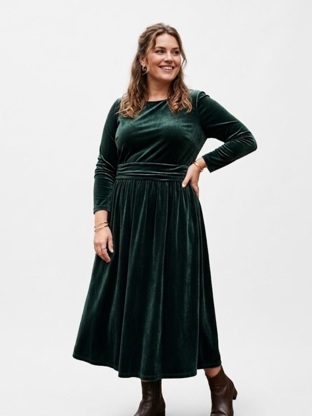 Boden Abigail Velvet Midi Dress Dark Green Emerald NWT Size 16/18 R Retail $168